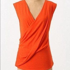 Anthro Leifnotes surplice orange faux wrap top